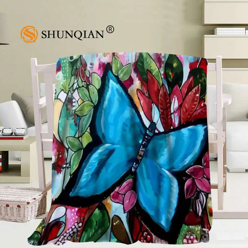 

Custom Butterfly Cartoon Blanket Soft DIY Picture Decoration Bedroom Size 56x80Inch,50X60Inch,40X50Inch A7.10
