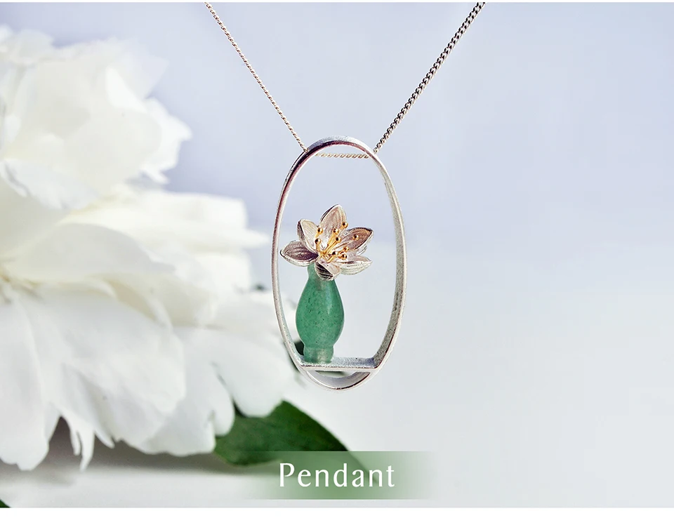 Lotus весело момент Настоящее стерлингового серебра 925 Натуральный камень творческий ручной Модные украшения лотоса шепчет комплект ювелирных изделий для Для женщин