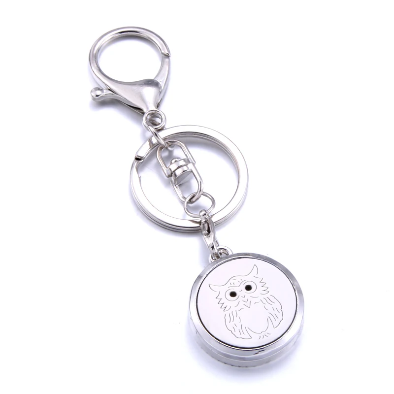 OWL pattern stainless steel aromatherapy key chain perfume diffuser keychain aroma charm jewelry Hanging ornament | Украшения и