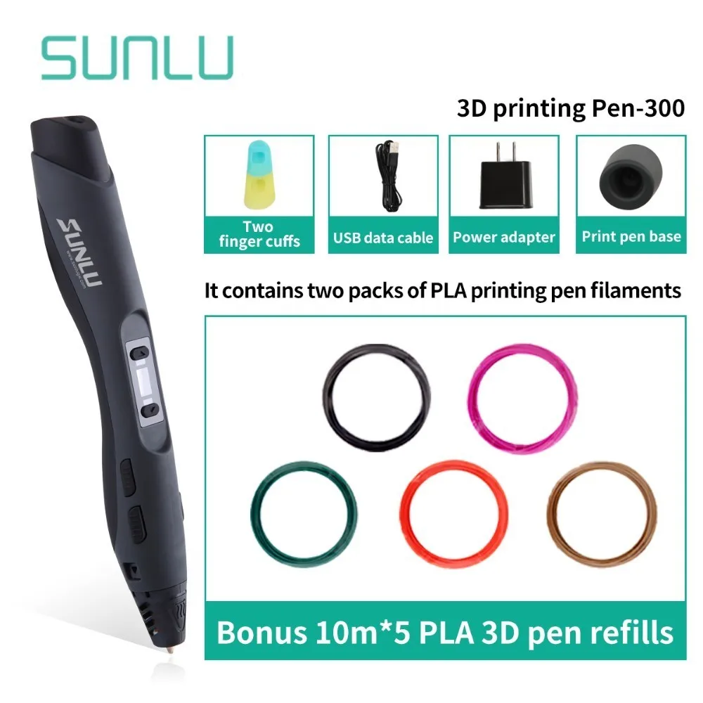 Набор ручек для 3d-печати SUNLU SL-300 детская 3d-ручка рисования с поддержкой
