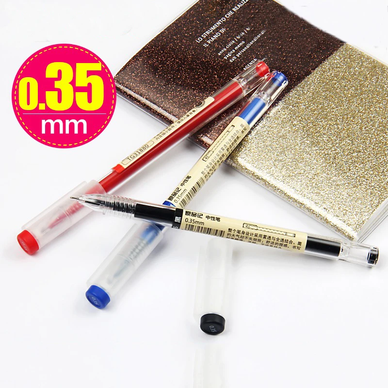 

3Pcs/Set 0.35mm Gel Pens Office Black Bule Red Ink Stationery Pen Cute School Supplies for Writing