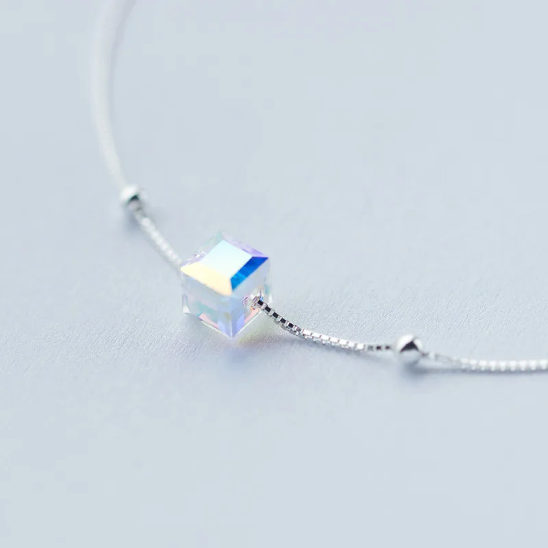 Настоящее 925 пробы серебро Sqaure Шарм ножной браслет для женщин S925 лодыжки