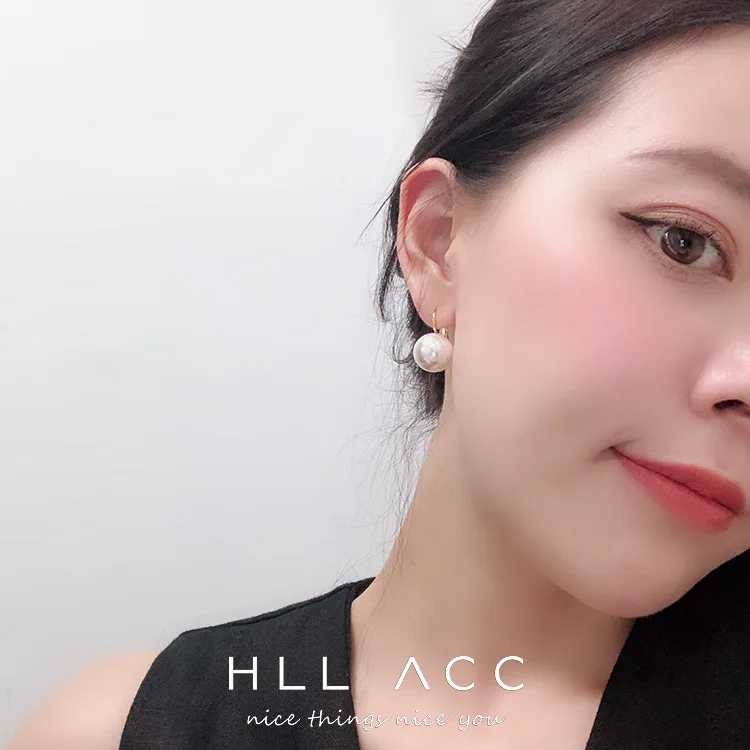 HUANZHI новые корейские золотые металлические пряжки маленькие жемчужные красные круглые шариковые серьги-гвоздики для женщин девушек Свадебные украшения подарок