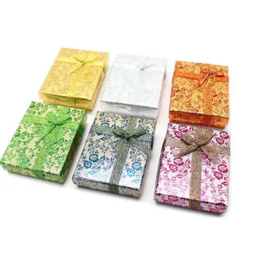 4 шт. прямоугольные шкатулки для украшений кольцо ожерелье подарочная картонная