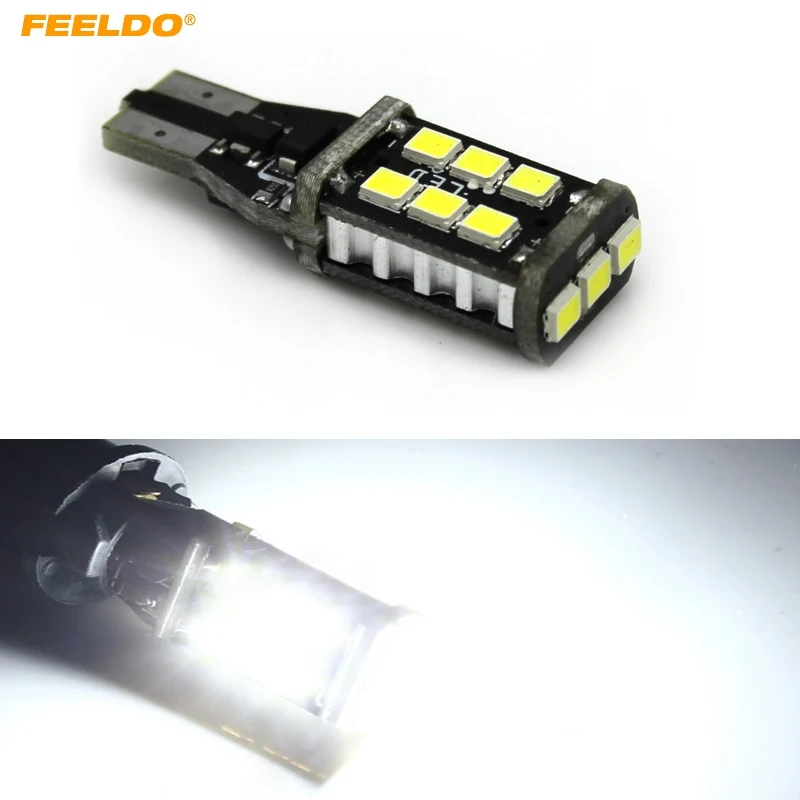 FEELDO 2 шт. ксенон белый 15 Вт T15/T10 194 2835SMD светодиодный Автомобильный свет Canbus без