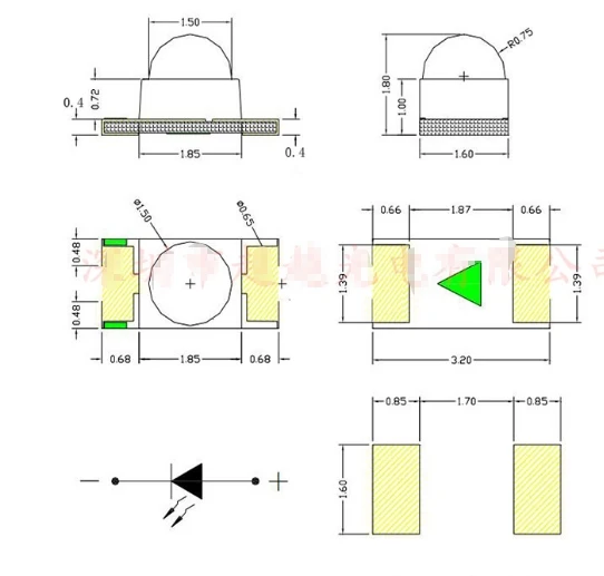 Микс 6 цветов odm выпуклая smd 1206 3216 СИД диод для индикатора и т. Д.|Подвесные