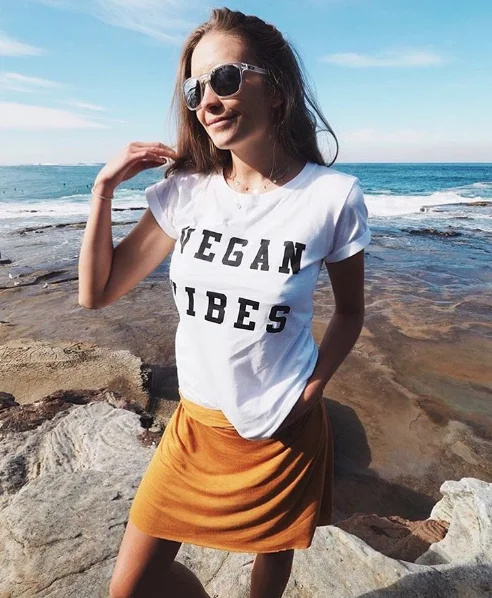 VEGAN VIBES вегетарианские женские футболки женская одежда футболка Летний стиль