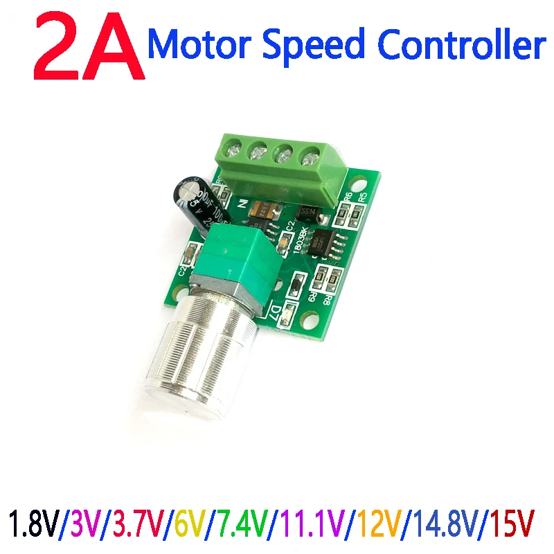 Новый DC1.8V/3 Вт/6V/12V/15V DC 2A ШИМ двигатель Скорость Управление Регулятор Регулируемая