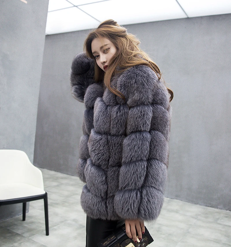 Hot sale warm winter Overcoat fashion fox fur coat large size women's faux fur coat women