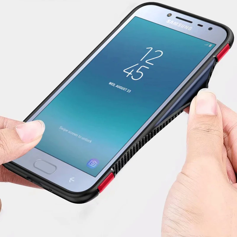 Luxury Full Cover Protect Case For Galaxy J2 Pro 2018 Hard PC Silicon Soft Capa Metal Ring Bracket Samsung |