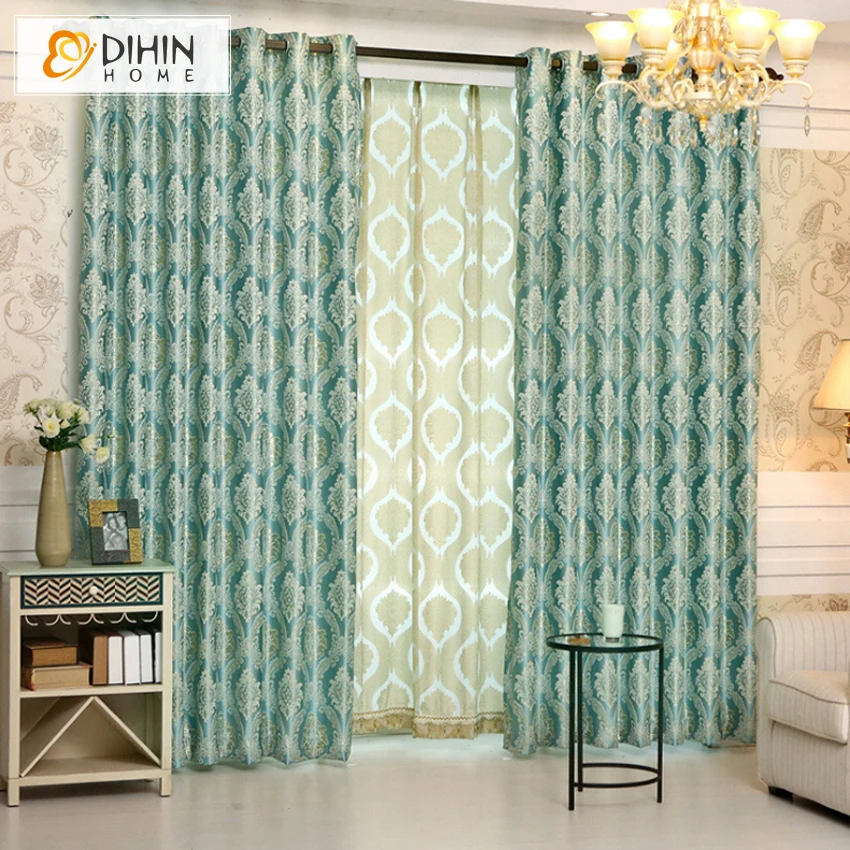 

DIHIN New Arrival 1 PC European Jacquard Pattern Luxury Curtains for Bedroom Window Curtains for Living Room Ready Made Product