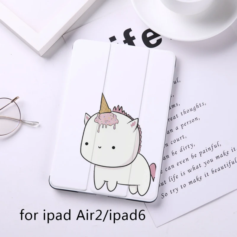 B200062-air2 Cartoon Cute Unicorn Magnet Flip Cover For Apple iPad 9.7" Case For iPad Air 2 Mini2 PU Leather Tablet Folding Folio Case - Цвет: B200062-air2