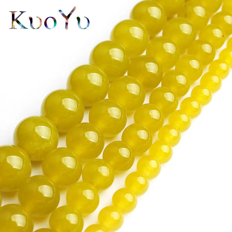 AAA Natural Stone Dark Yellow Jades Chalcedony Beads Round Loose Bead For Jewelry Making Diy Bracelet 15&quotStrand 6/8/10/12mm | Украшения