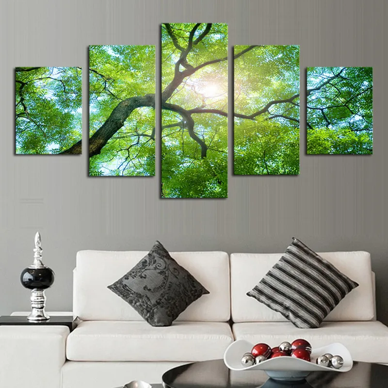 Фото Настенная картина деревья 5 шт. (без рамки) Картина на холсте Декор для дома