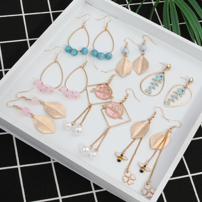 Tenande Maxi корейские ювелирные изделия Длинные пчелы рыбы листьев звезды висячие