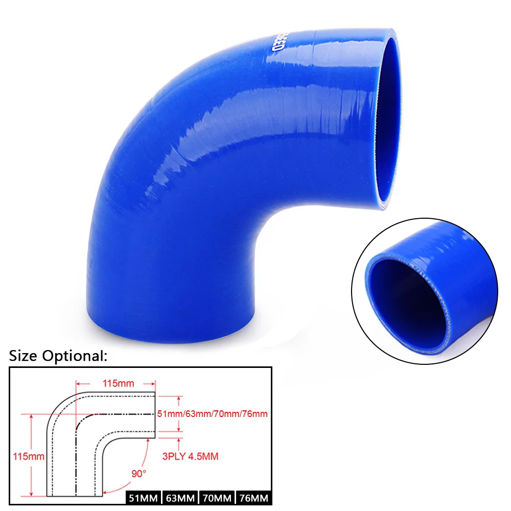 

CNSPEED Universal 2.0" 2.5" 2.75" 3" /51mm 63mm 70mm 76mm 90 Degree Elbow Silicone Hose Pipe Turbo Intake Pipe Couple Hose