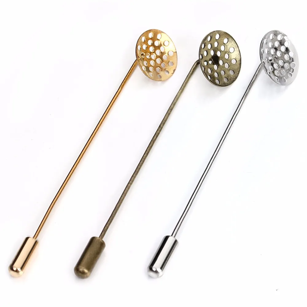 10pcs/lot 75mm Rhodium Gold Color Copper Brooch Pins Base Hat Pin for Women Men's Brooches DIY Jewelry Making Accessories