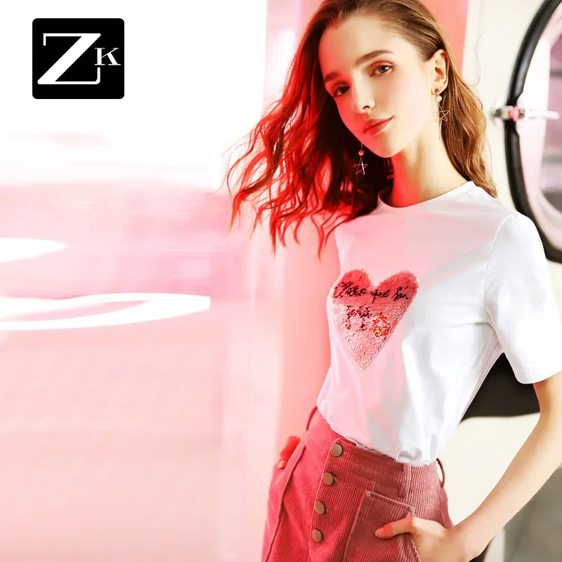 Женские повседневные футболки KEYING белые хлопковые с коротким рукавом и круглым