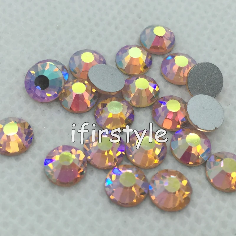 TopStone All Sizes Lt. Peach Champagne AB Nail Art Rhinestones Non Hot Fix Glue on Glass Crystal Flatback Stone for Dress Making | Дом и сад