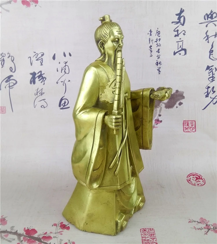 SHUN brass copper Ginger teeth God statue Decoration Jiang Taigong station seal List take Hit the whip Home Adornment | Дом и сад