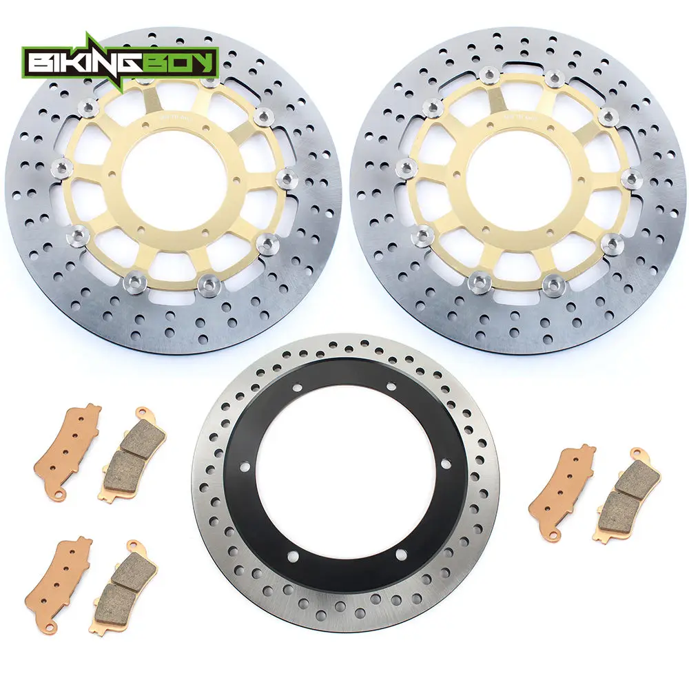 Round Gold ZP BIKINGBOY для Honda VTX 1800 R Литые колеса 2002-2007 VTX1800 C 02 03 04 05 06 07 08 Передние Задние тормозные диски колодки диски роторы - Color: Round Gold ZP