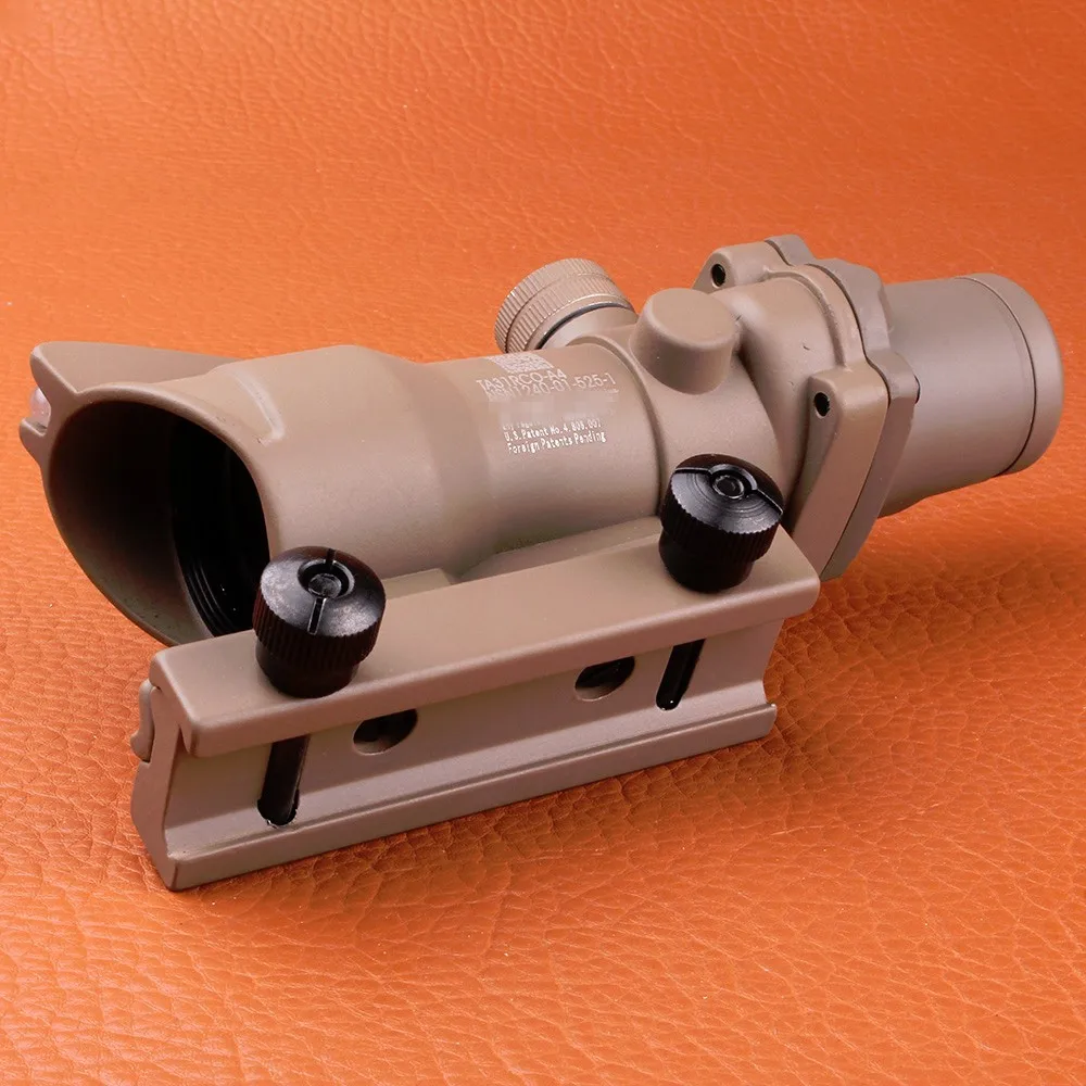 Hunting ACOG 4X32 SCOPE Fiber Source Red Green Orange Illuminated Scope Black Tan Color Tactical Riflescope