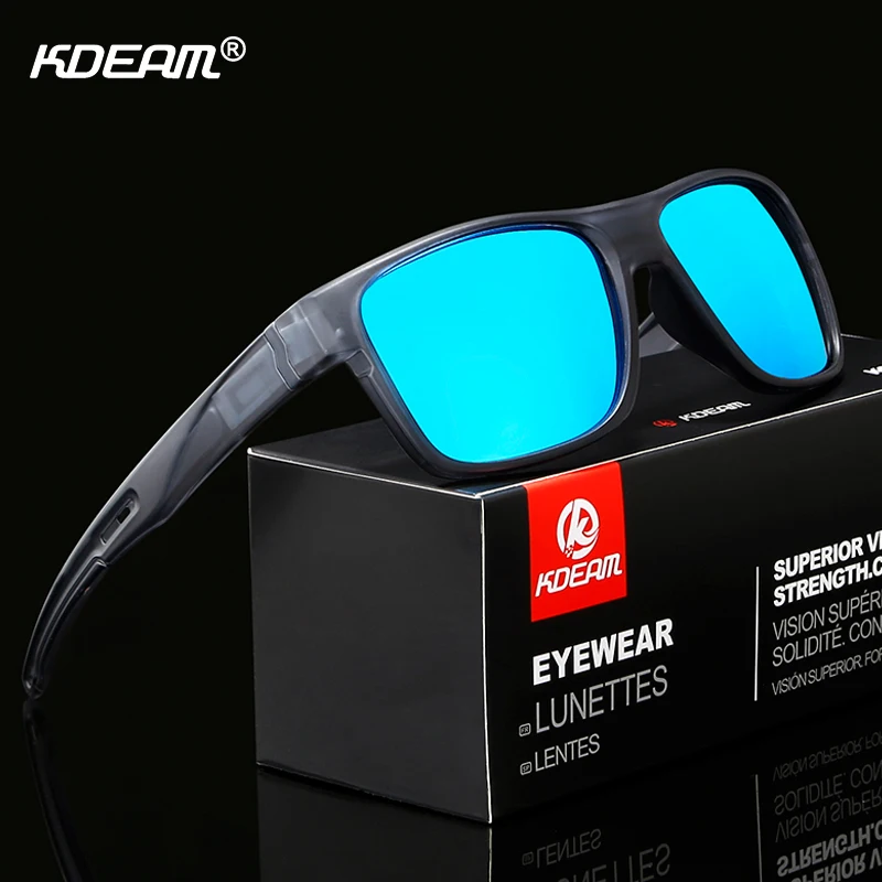

KDEAM Eliminates Glare Polarized Sunglasses Sport Rectangle Sun Glasses Men Timeless Style Climbing Goggles With Box