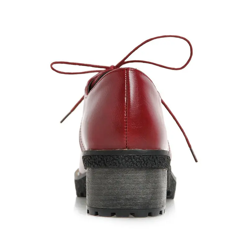 Classic 4 Color Spring/Autumn Round Toe Girls Party Shoes Square High Heels Lace Up Pu Soft Leather Solid Women Pumps Black 5cm | Обувь