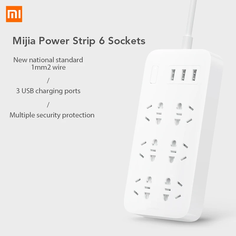 Оригинальный удлинитель питания Xiaomi Mijia Базовая версия 6 розеток С 3 5 в а быстрое
