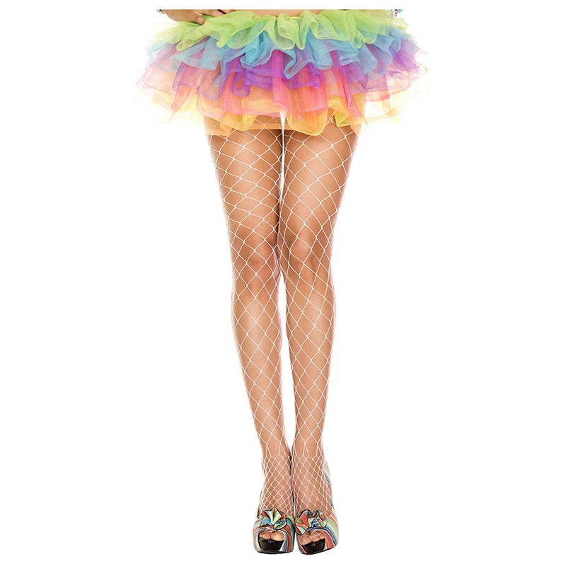 1 пара широкие сетчатые колготки из спандекса неоновые в стиле панк готика розово