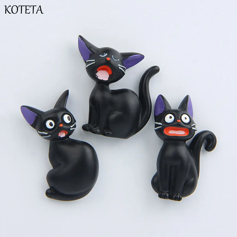 Фигурка Koteta из смолы японского аниме черная кошка модель JIJI 3D магнит на