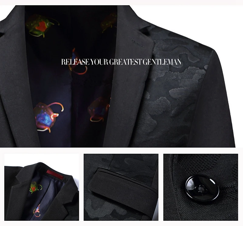 Для мужчин Slim Fit Blazer высокое качество лоскутное одна кнопка Повседневное пиджаки