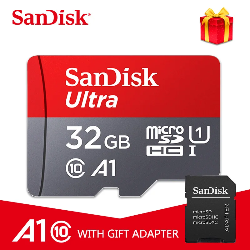 32 Гб Карта памяти SanDisk A1, 400 ГБ, 256 ГБ, 200 ГБ, 128 ГБ, 64 ГБ, 98 МБ/с./с, 32 ГБ, карта Micro sd, класс 10, UHS-1, карта флэш-памяти, Microsd для планшета - Емкость: 32 Гб