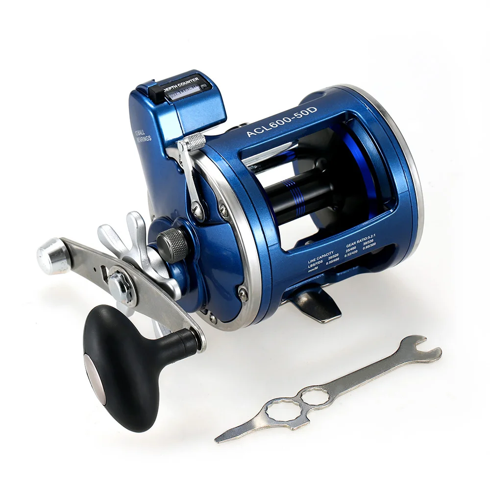Lixada 12 Ball Bearings Fishing Reel Coils Spinning Reels Fishing Trolling Reel with Line Counter Alarm Bell Drum Reel Pesca