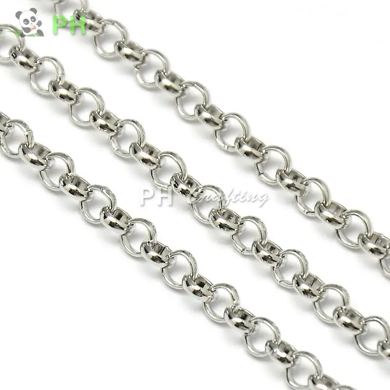 

304 Stainless Steel Cross Rolo Chains, Stainless Steel Color, 4x1mm