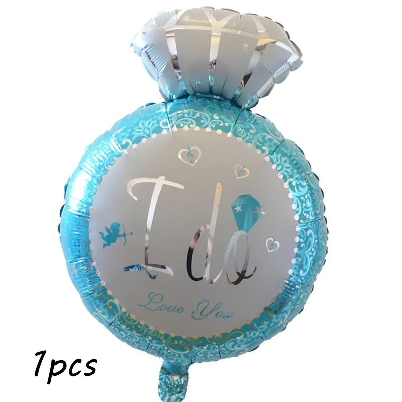 1pcs big blue ring 16 дюймов розовое золото серебро невесты быть надувные буквы бриллиантовое кольцо Xoxo фольги воздушный шар курица вечерние свадебные декоративные аксессуары для душа невесты - Цвет: 1pcs big blue ring