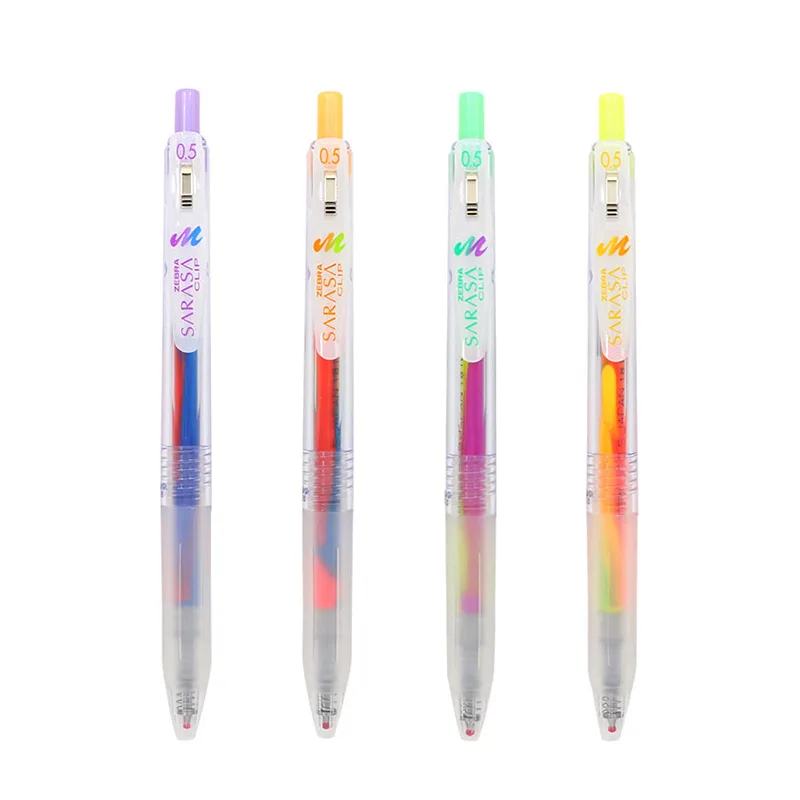 5 шт. Набор японских гелевых ручек С трехцветным градиентом и принтом зебры JJ75