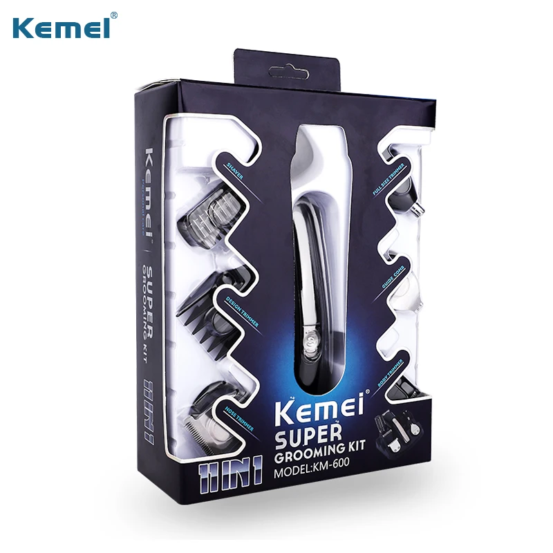 Kemei 600 триммер для стрижки волос Многофункциональный триммер для бороды и носа машинка для стрижки электробритва бритва Kemei 11 в 1