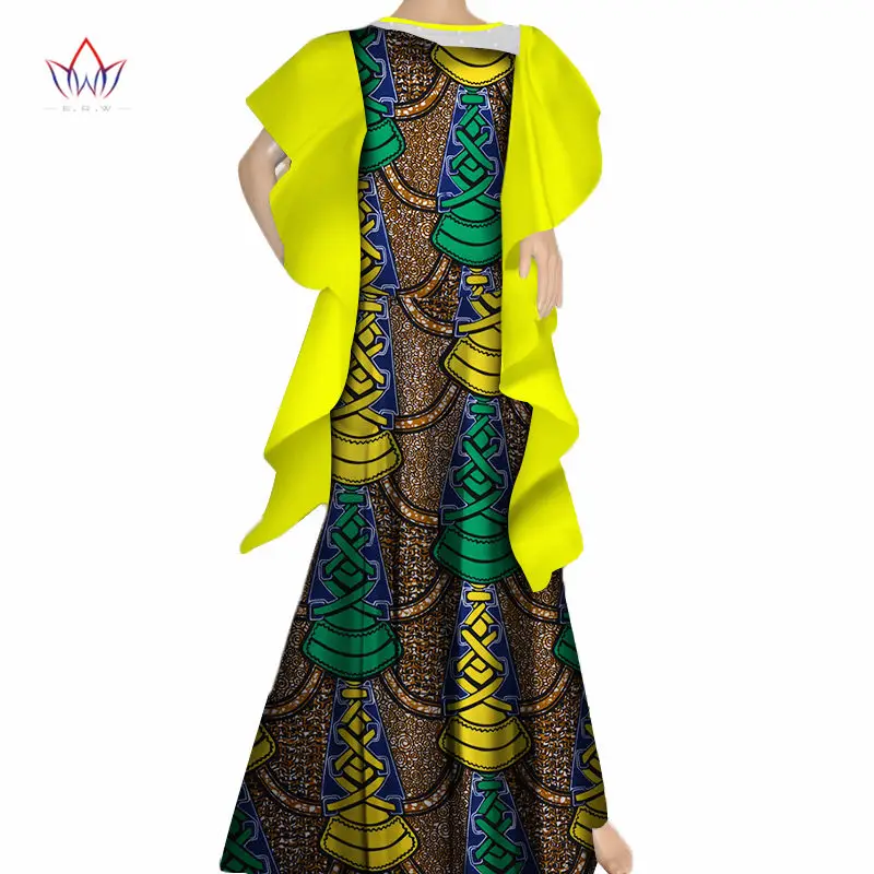 2018 New Women Draped Long Dresses Bazin Riche African Lace Print Dresses for Women Plus Size African Style Clothing WY271