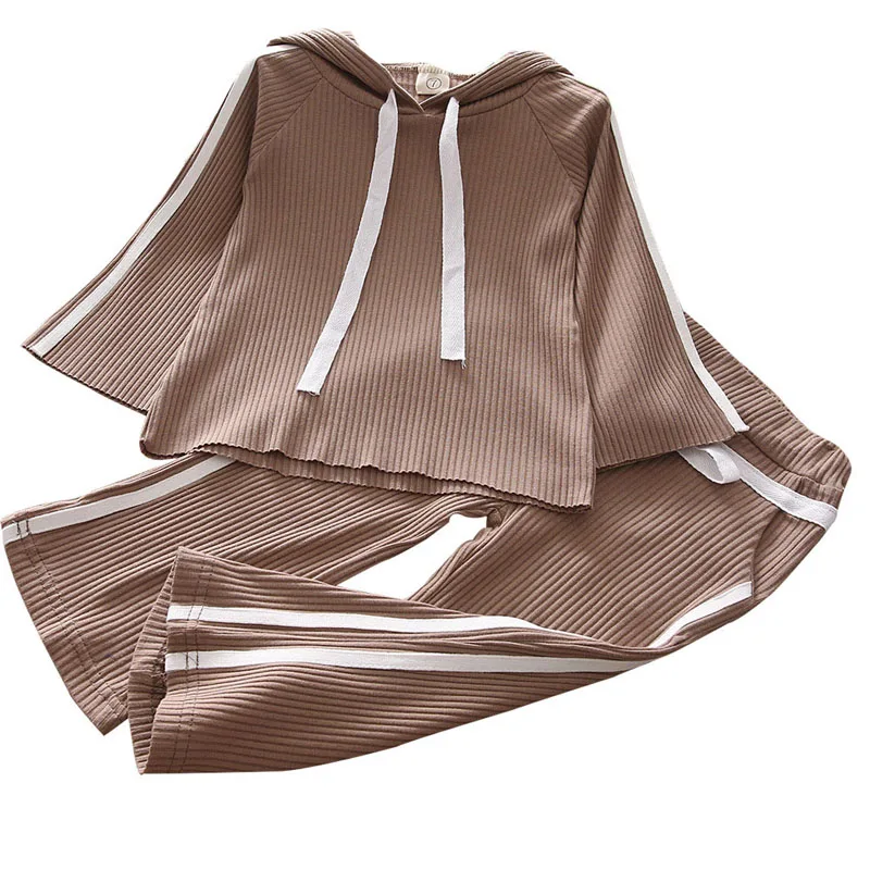 Комплект детской одежды новинка 2018 хлопковый топ с длинным рукавом и капюшоном