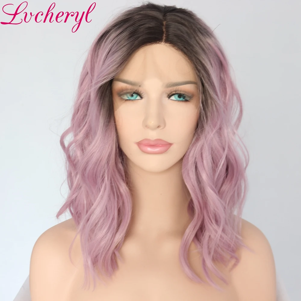 Короткие Волнистые искусственные волосы Lvcheryl термостойкие фиолетовые с темными
