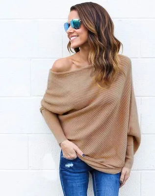 

Nice New Style Women Sweater Sexy Knited Off Shoulder Batwing Sleeve Top