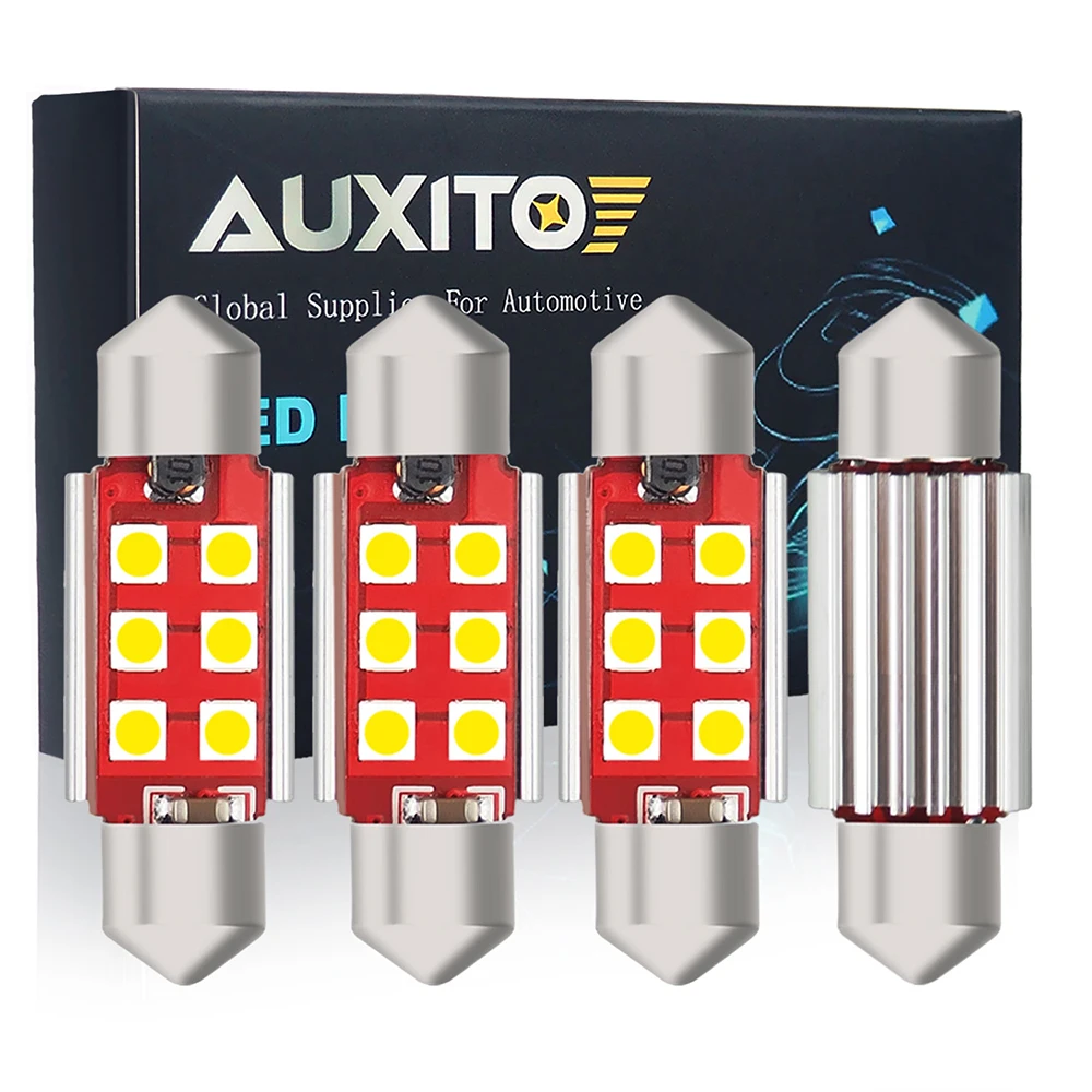 AUXITO 4x Canbus C5W LED Festoon 31mm/36mm/41mm 3030 SMD Car Interior lights Dome Reading License Plate Lights 12V 6000K White