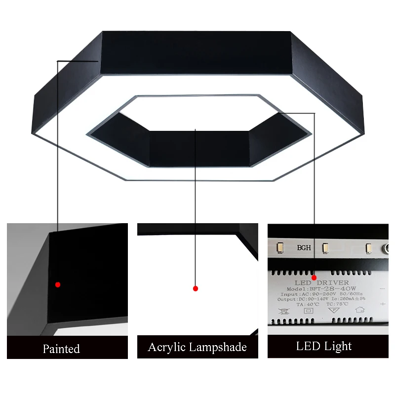 구매 현대적인 미니 멀리 즘 성격 아크릴 매달려 램프 48 W Led 블랙 화이트 크리 에이 티브 기하학 펜 던 트 조명 바 레스토랑 Pl625