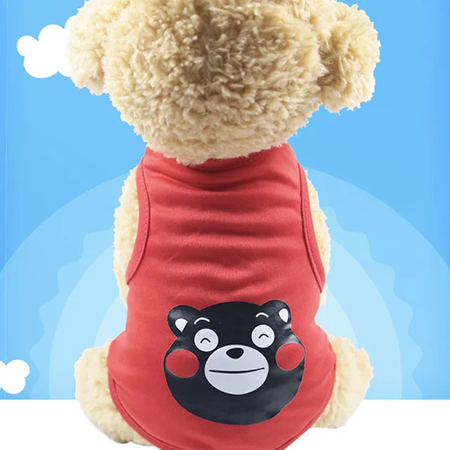 Red Bear Дешевая Одежда для маленьких собак на лето и весну, мультяшная стильная футболка для питомцев, собак, кошек, Милая футболка с фотографией терьера, дышащий жилет для питомцев - Цвет: Red Bear