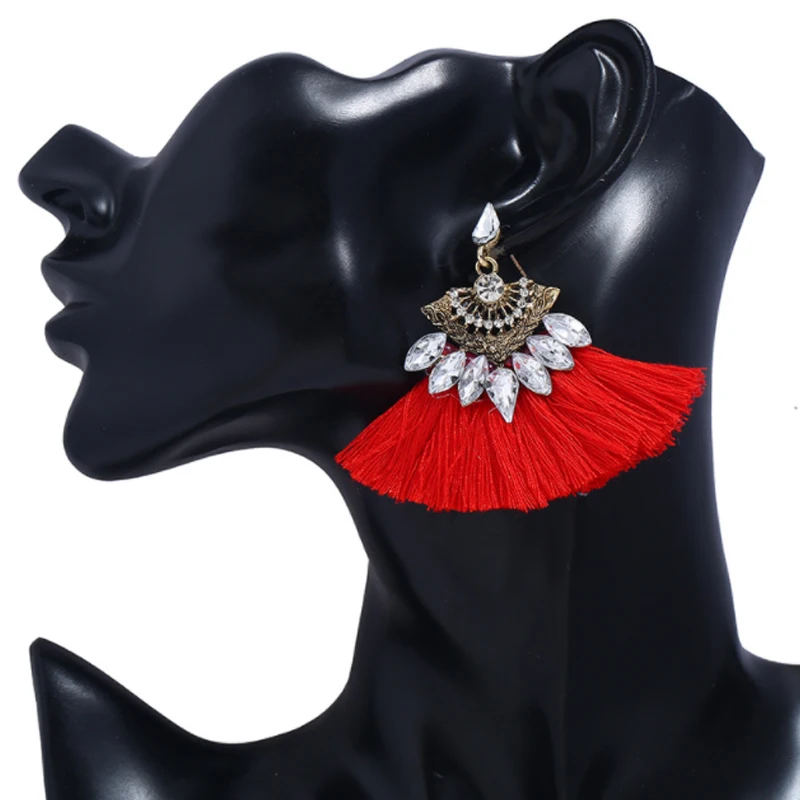 Boho сектора длинной кисточкой серьги для женщин модные украшения женский ручной