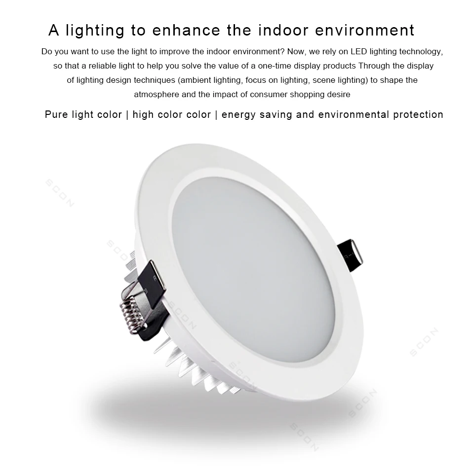 SCON AC110-240V гостиной круглый водонепроницаемый Светодиодный светильник 3inch9W OSRAM Чип декоративный встраиваемый потолочный светильник 3000k 4000k 6000k