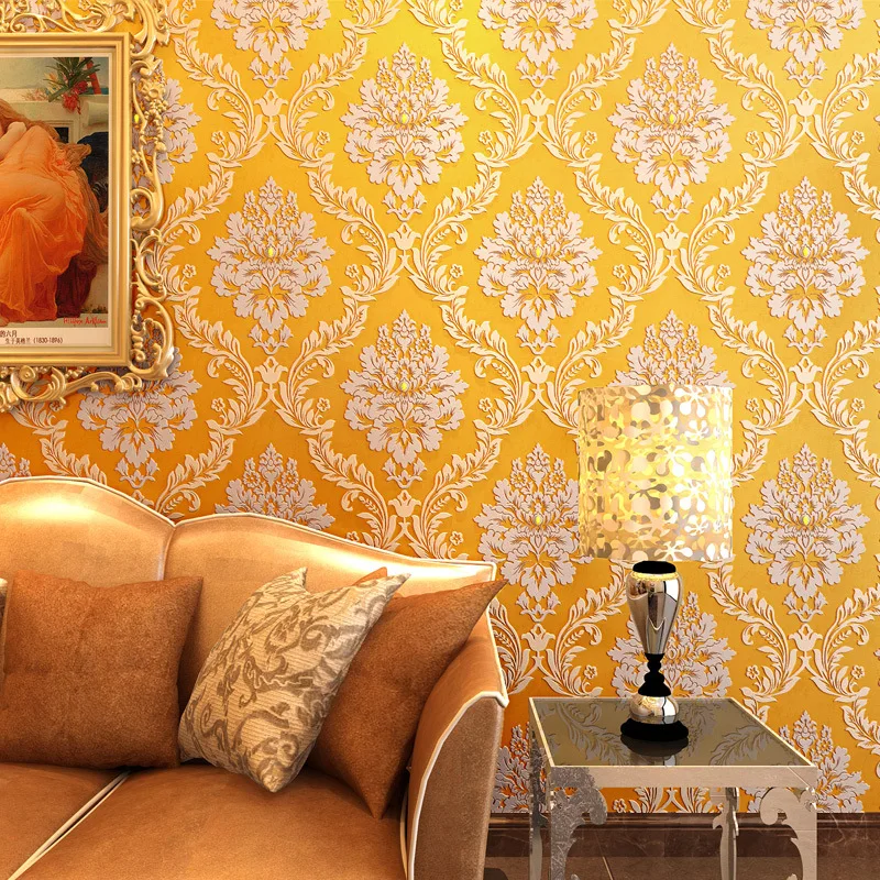 Нетканые обои в европейском стиле 3D Дамасские для гостиной|living room wallpaper|wallpaper 3dstyle
