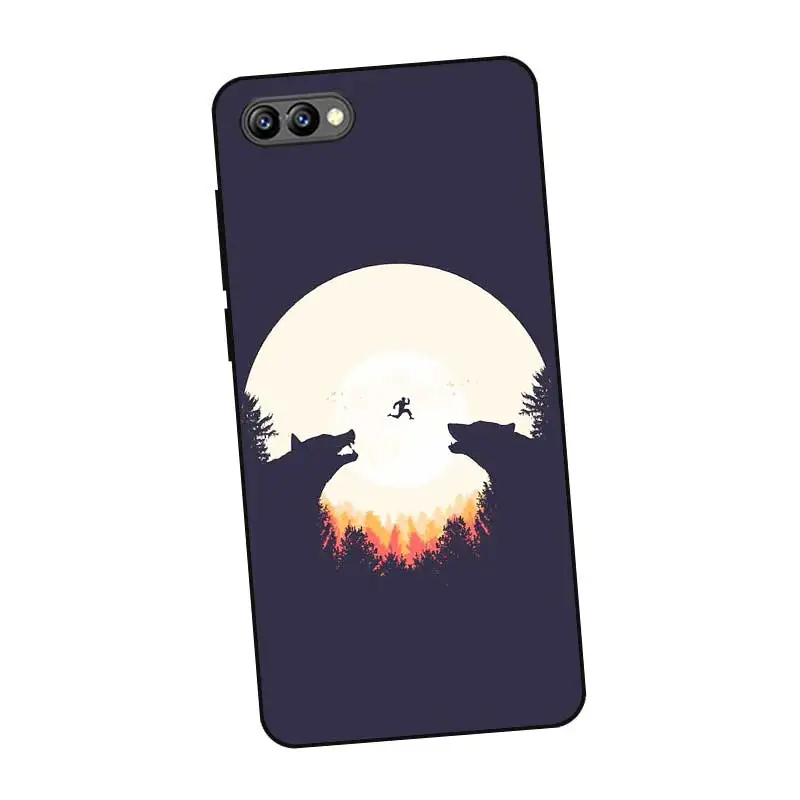 N469 Wolf Animal Black Silicone Case Cover For Huawei Honor 8C 8X 9 10 20i V10 V20 Note10 Max Lite Magic2 |