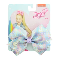 1 pcs 5jojo clip multicolor mermaid unicorn rainbow plaid print ribbon bow flower bow with hair clip girls present 892 j